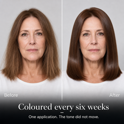 Before and after, coloured chestnut brown