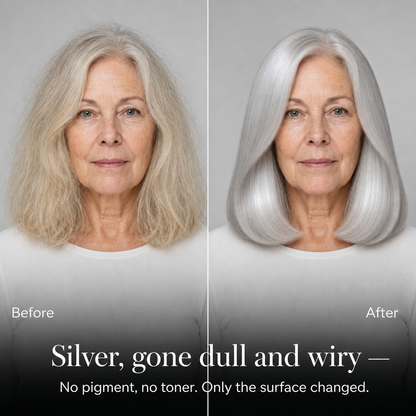 Before and after, silver hair