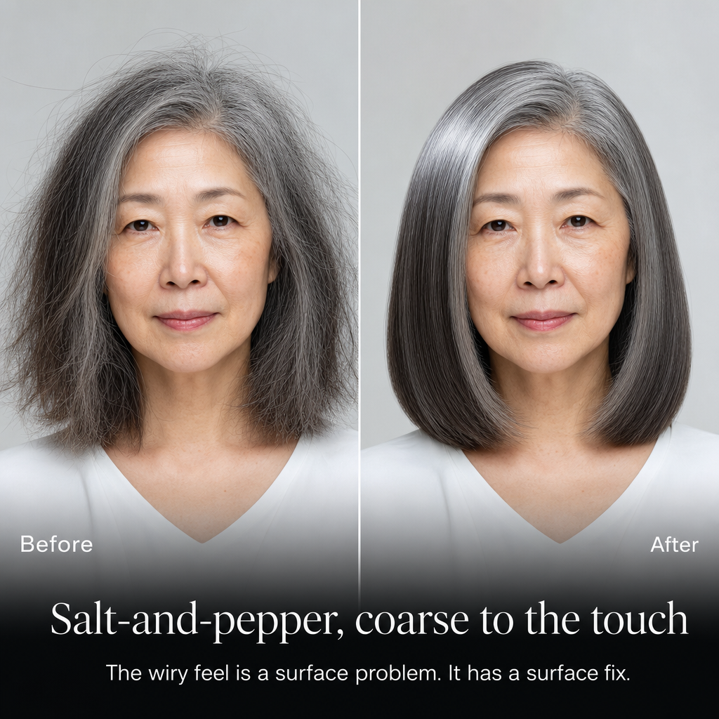 Before and after, salt-and-pepper hair